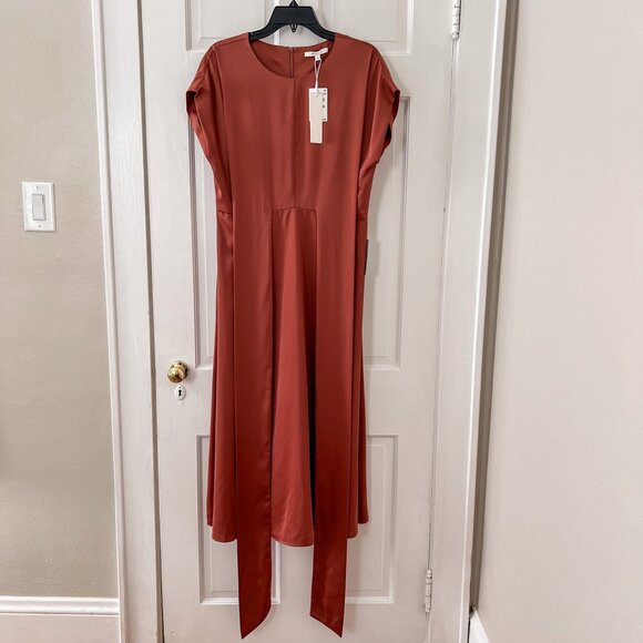 Zoe And Claire Tie Waist Satin Midi Dress - Picture 10 of 15